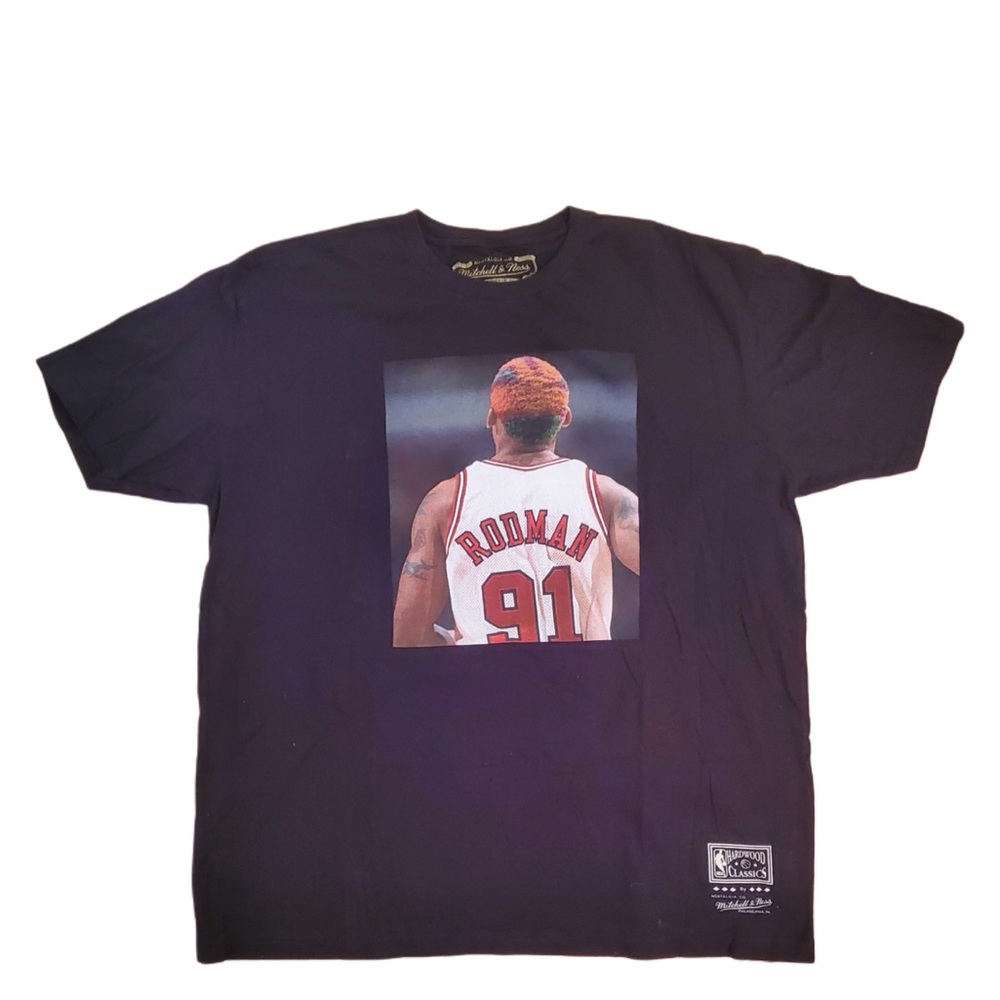 Mitchell & Ness Dennis Rodman Chicago Bulls 91 Graphic Men’s XXL Black T Shirt!